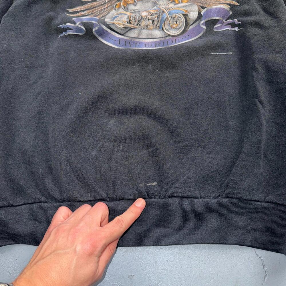 VTG 80s Harley Davidson Motorcycle Sweatshirt Nobodys Ol Lady Joliet 3D Emblem - Picture 4 of 11